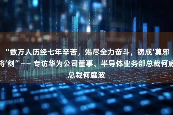 “数万人历经七年辛苦，竭尽全力奋斗，铸成‘莫邪干将’剑”—— 专访华为公司董事、半导体业务部总裁何庭波